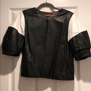 Genuine Leather Alice + Olivia Bomber Jacket